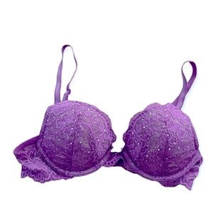 Victoria’s Secret Purple Rhinestone Push-up Bra Size 32B